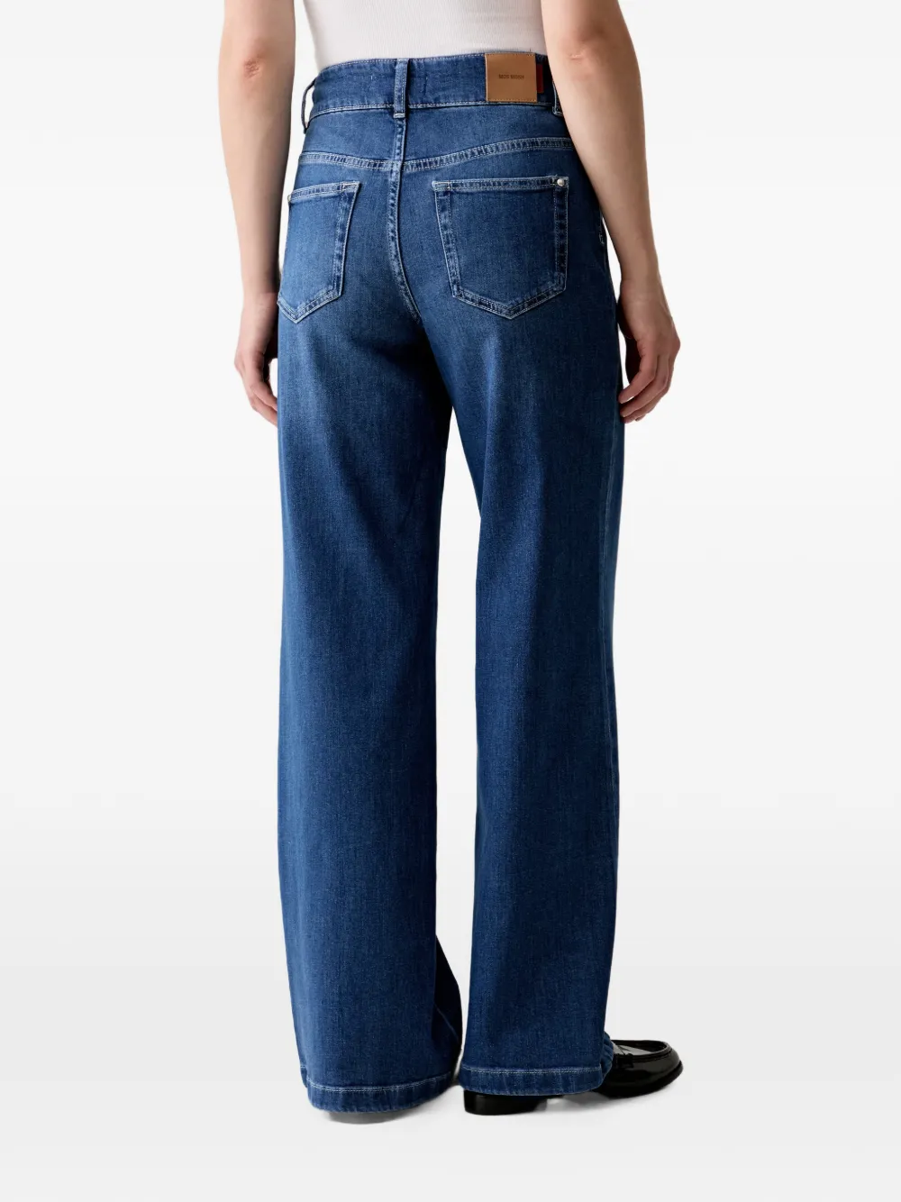 Mos Mosh MColette Nagato jeans met wijde pijpen en opgestikte zak Blauw