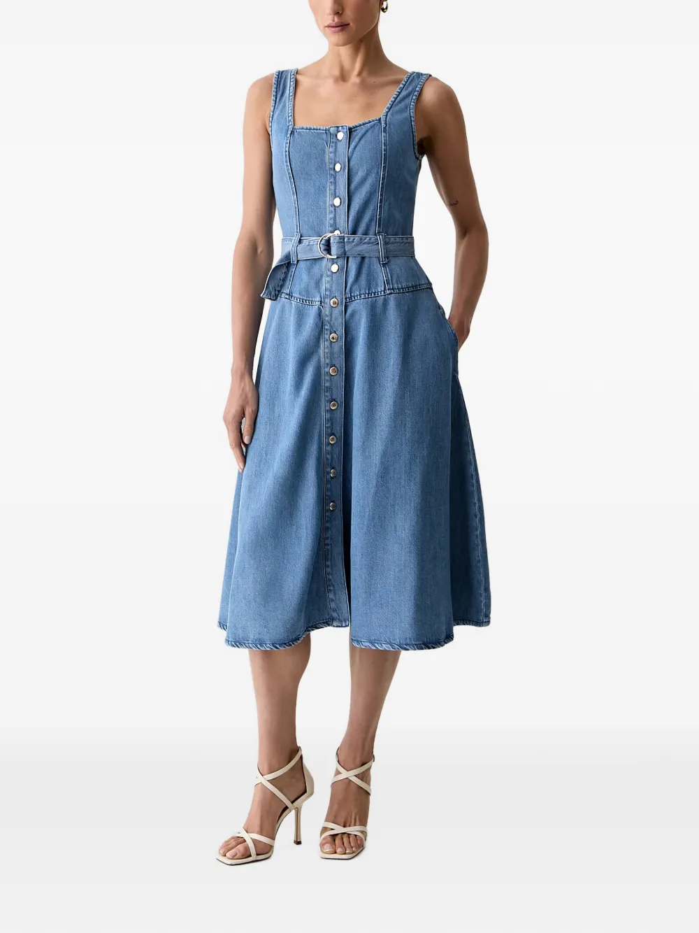 Morgan Button-front Midi Dress In Blue
