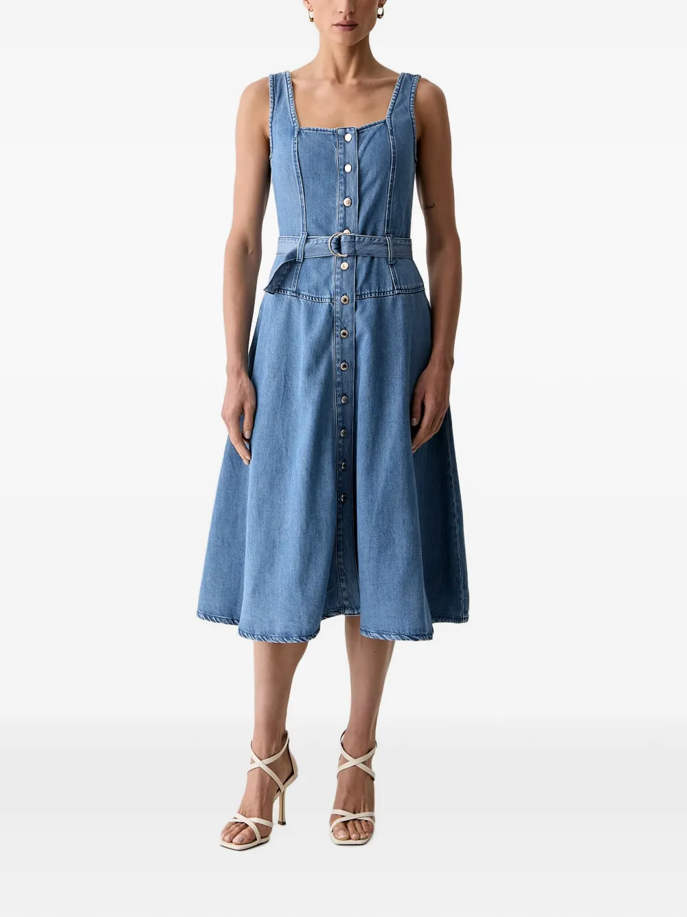 Morgan Button-front Midi Dress In Blue