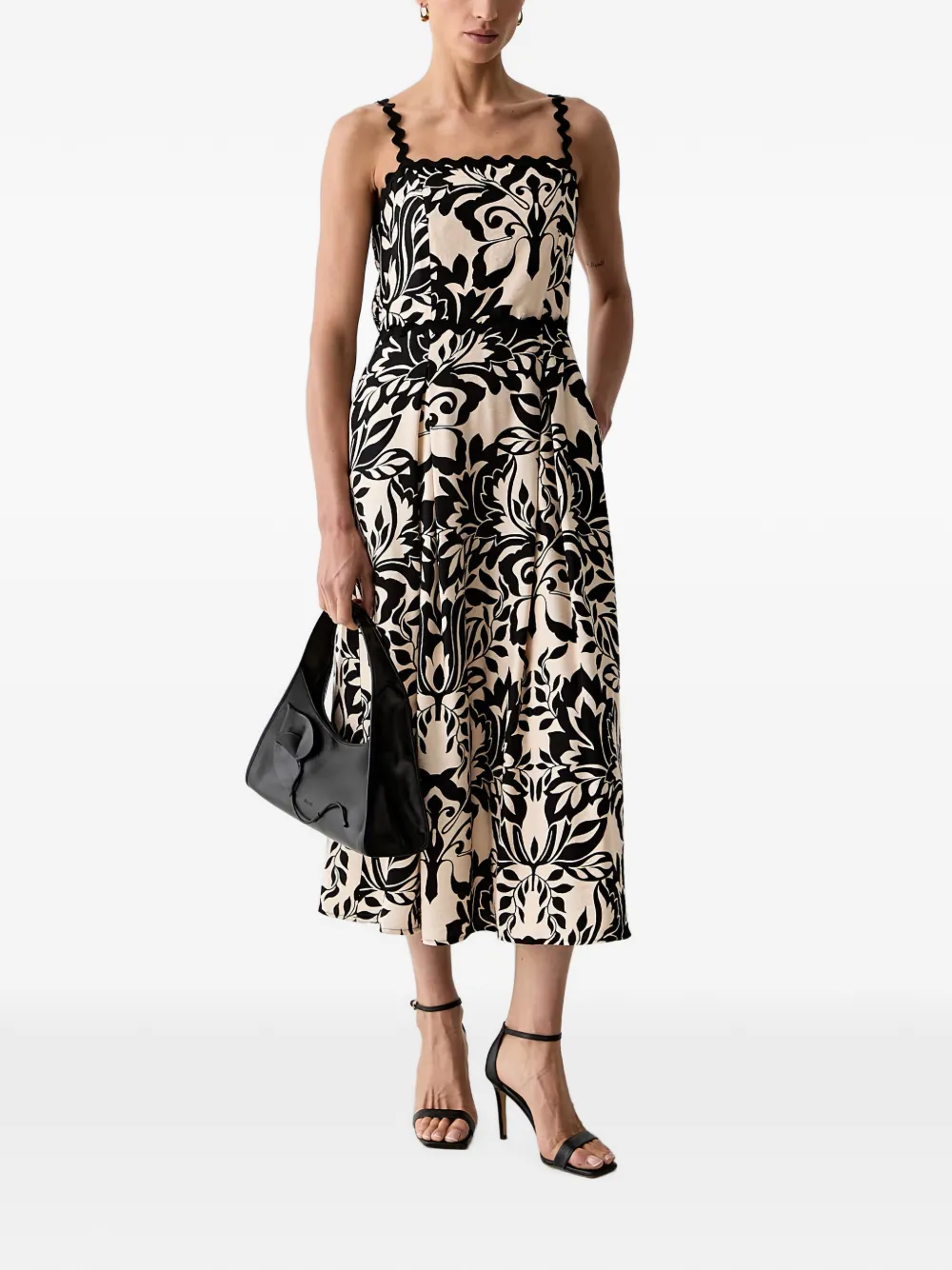 Morgan Midi-jurk met barokprint Zwart