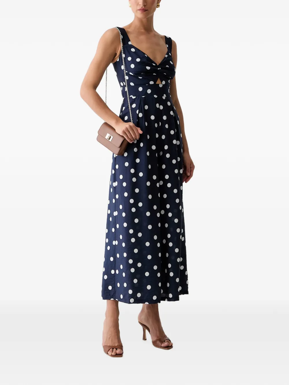 Morgan Jumpsuit met stippen en gedraaid detail Blauw