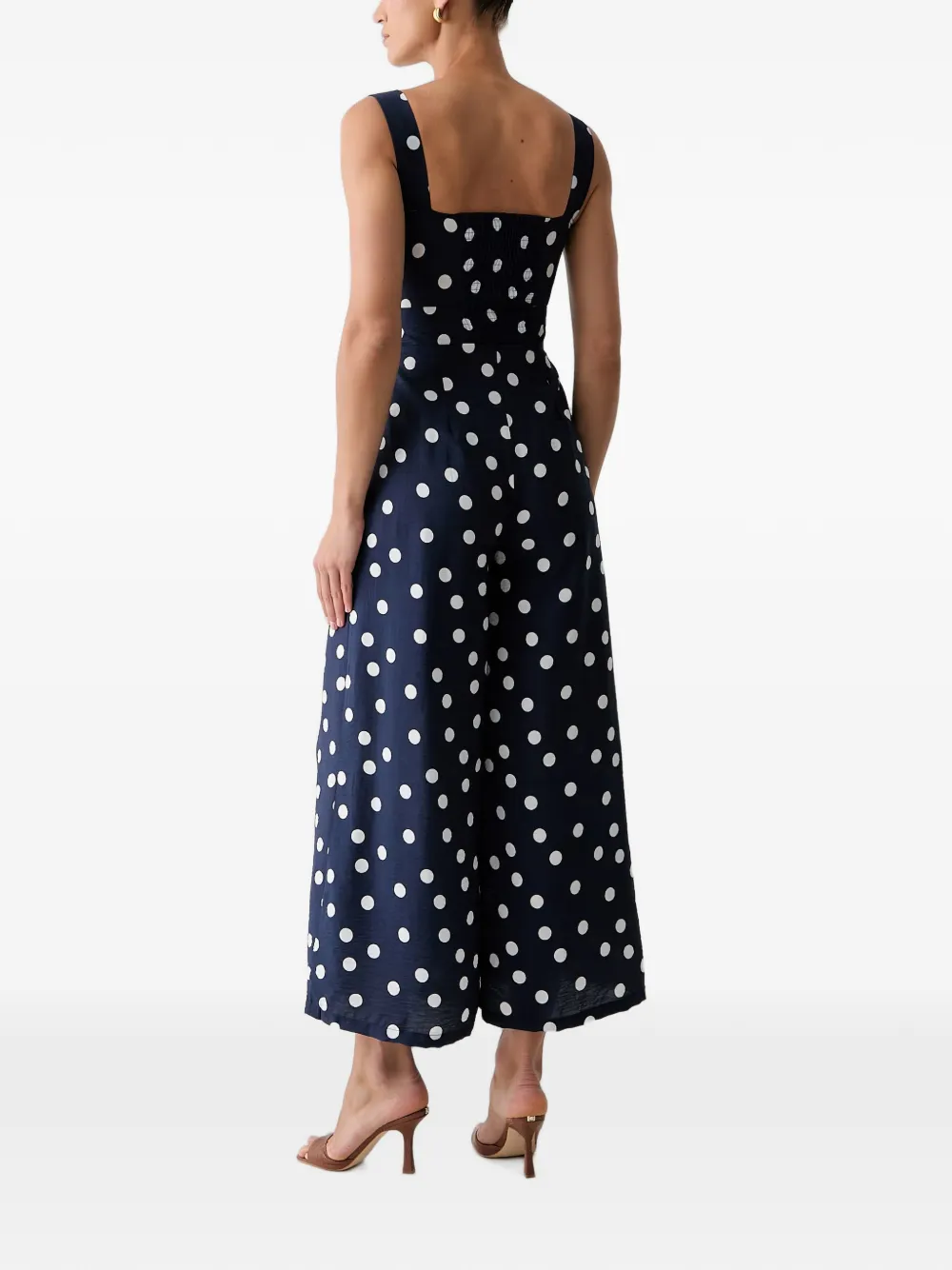Morgan Jumpsuit met stippen en gedraaid detail Blauw