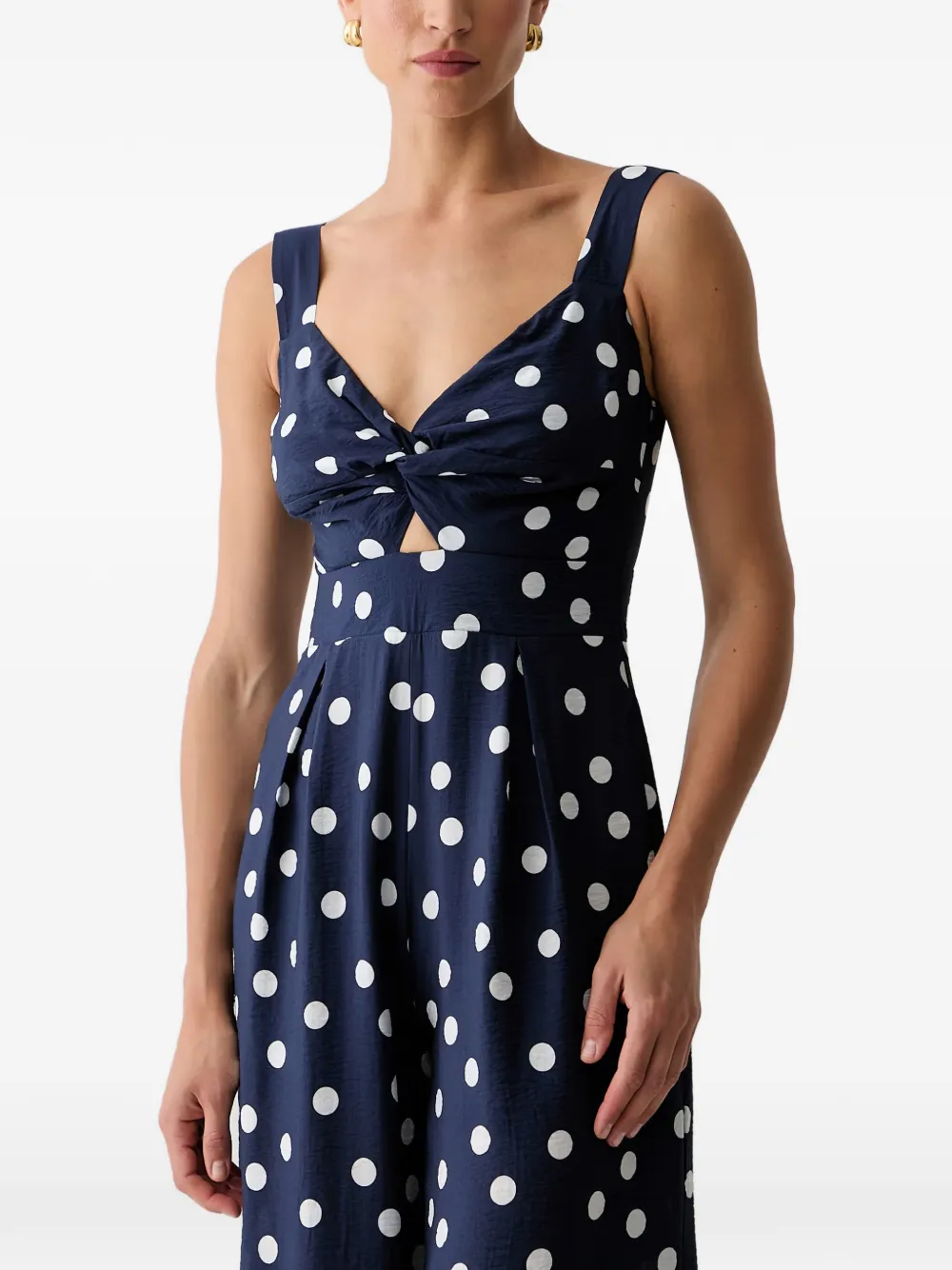 Morgan Jumpsuit met stippen en gedraaid detail Blauw