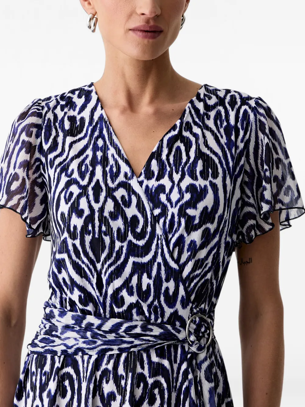 Morgan Mini-jurk met abstracte print en ceintuur Wit