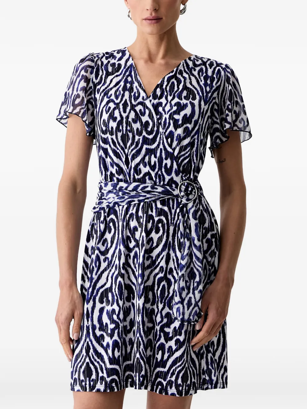 Morgan abstract-print belted mini dress