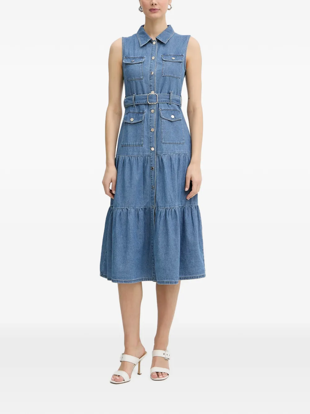 Morgan Rnautica belted tiered midi dress