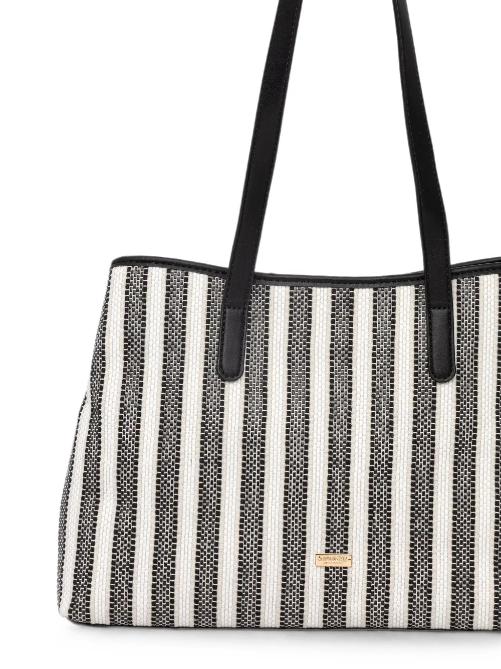 Morgan Gestreepte shopper met hart-bedel Wit