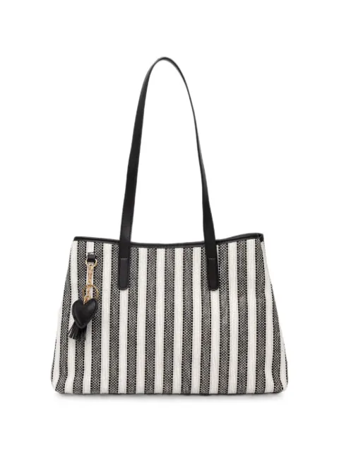 Morgan striped heart-charm tote bag