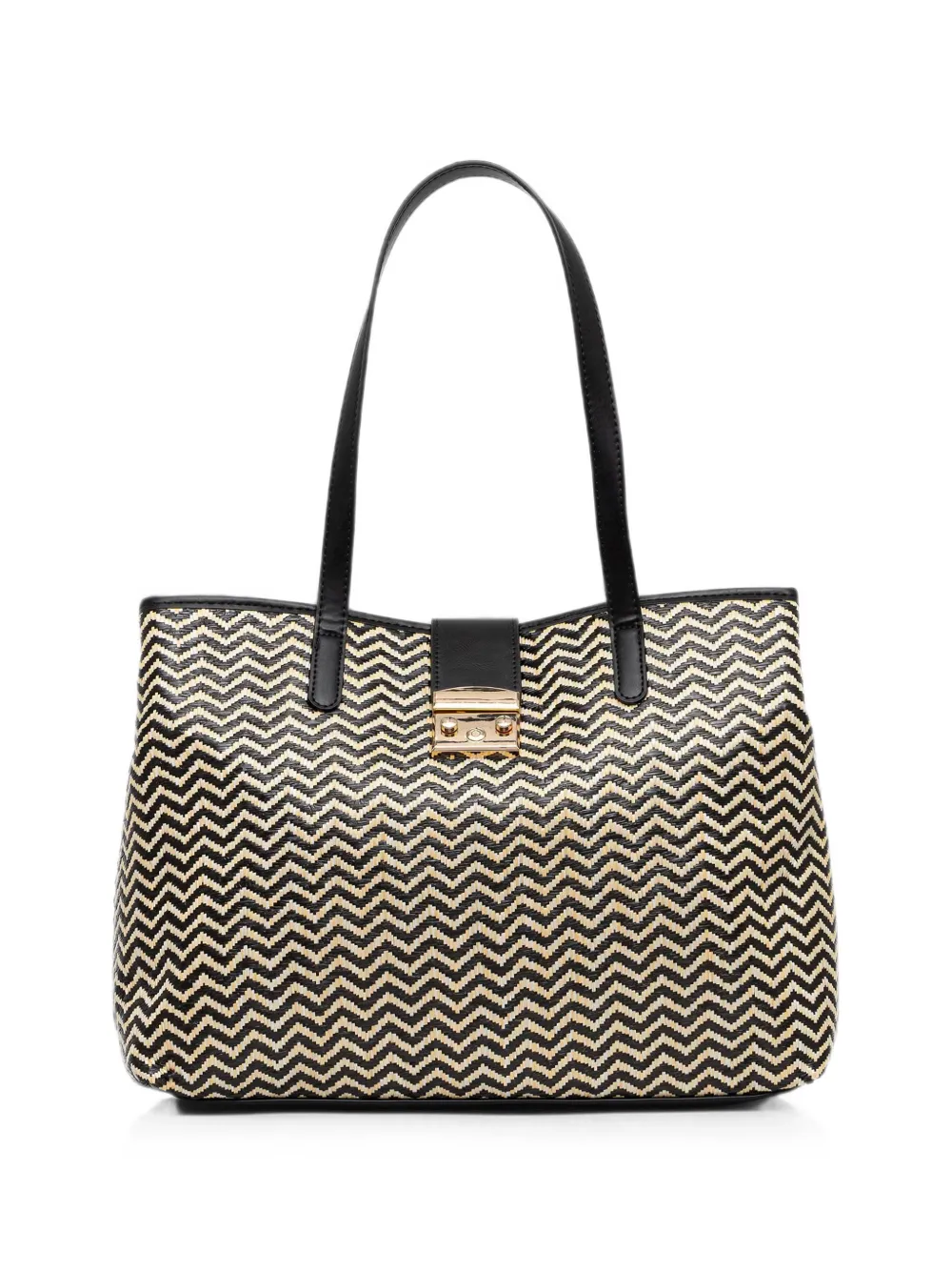 Morgan Chevron-pattern Tote Bag In Black