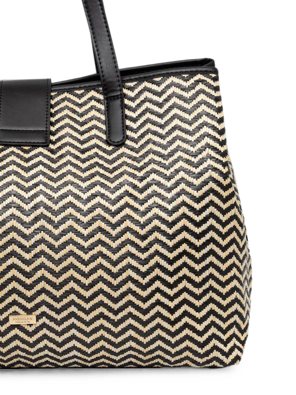 Morgan Warden shopper met chevron patroon Zwart