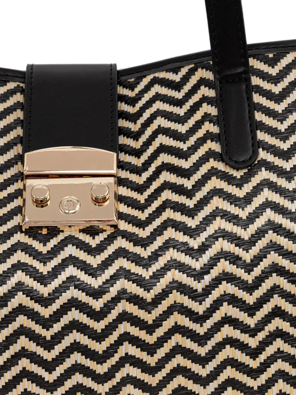 Morgan Warden shopper met chevron patroon Zwart