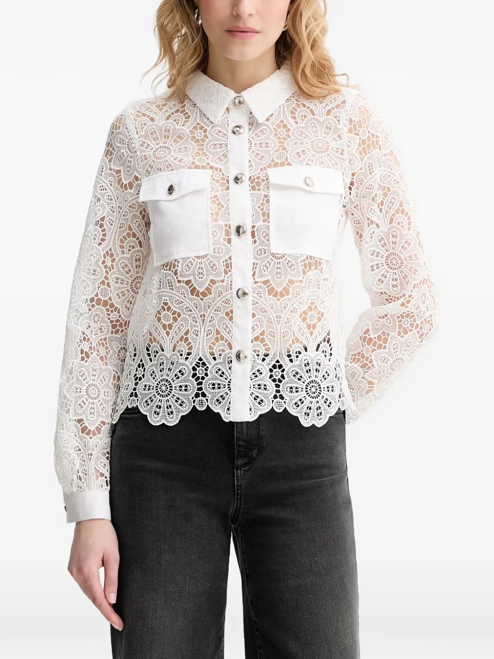 Morgan Flower-lace Shirt In White