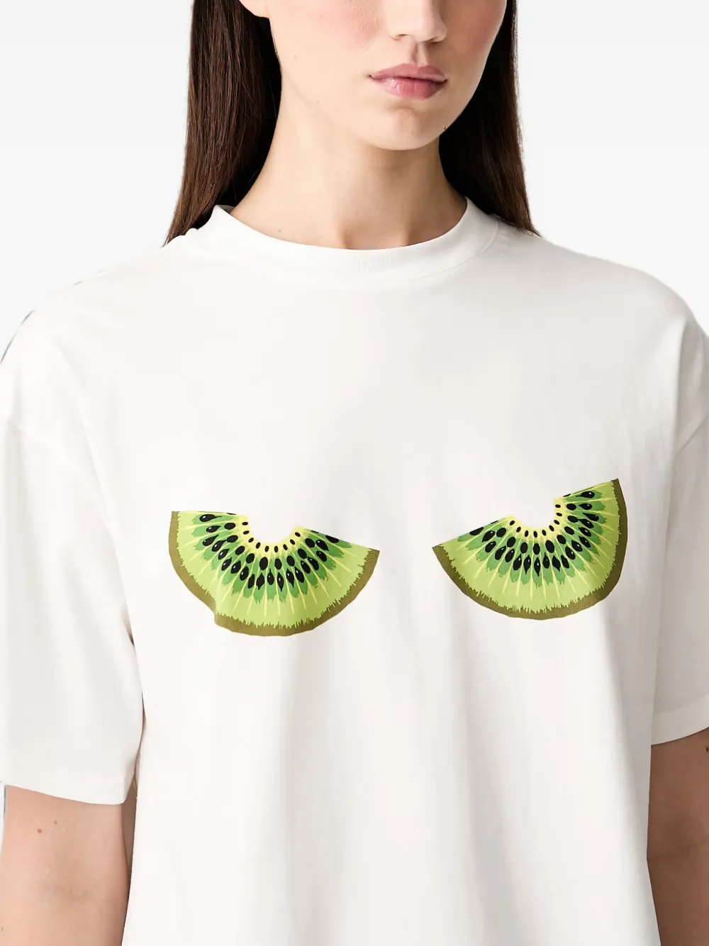 Never Fully Dressed Kiwi-print T-shirt In White