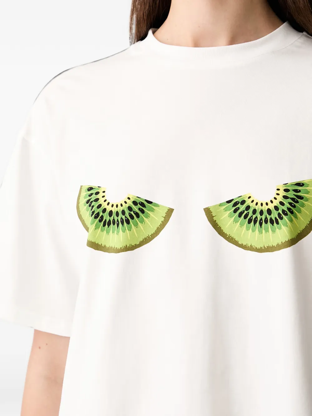 Never Fully Dressed Kiwi-print T-shirt In White