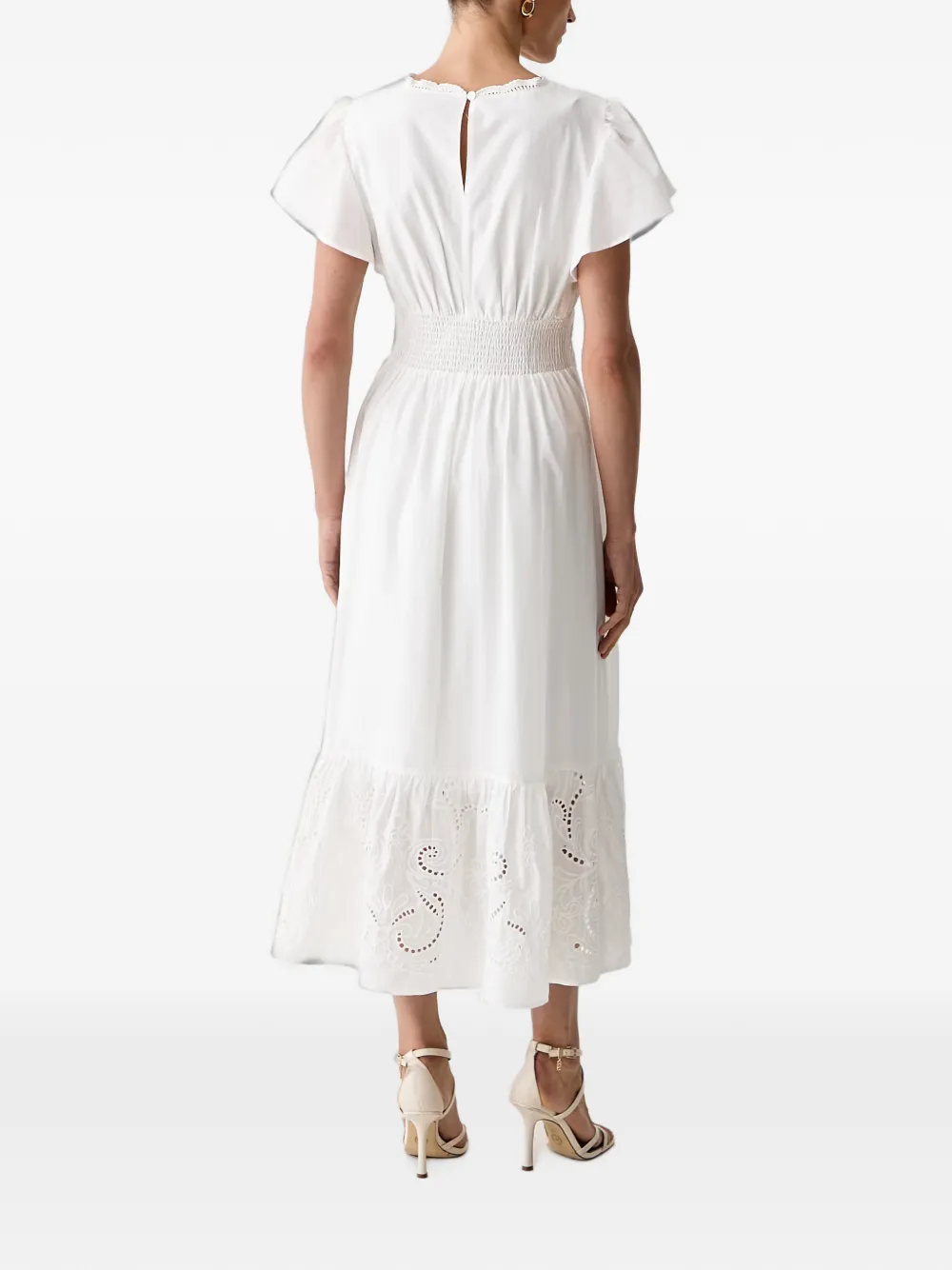 Morgan Broderie anglaise mini-jurk Wit