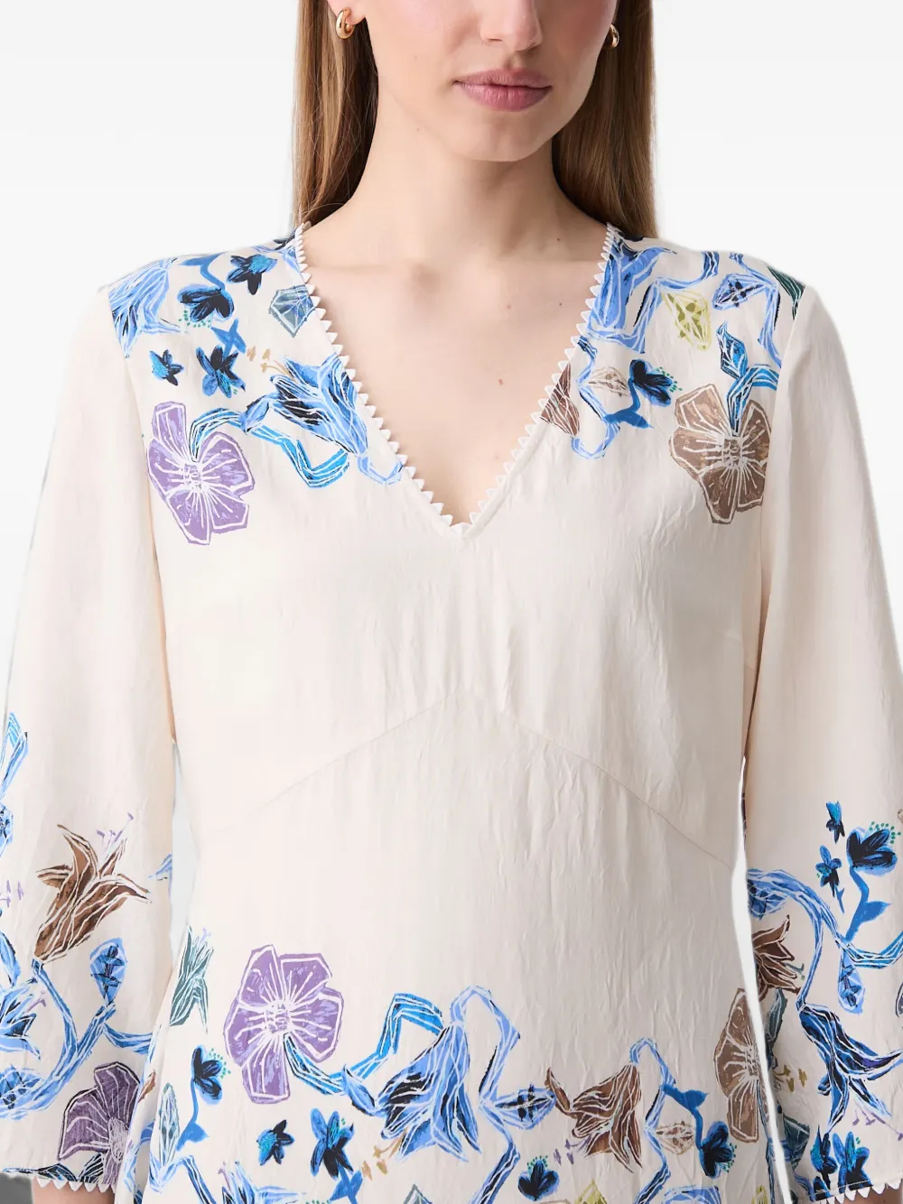 MUNTHE Maxi-jurk met bloemenprint Beige