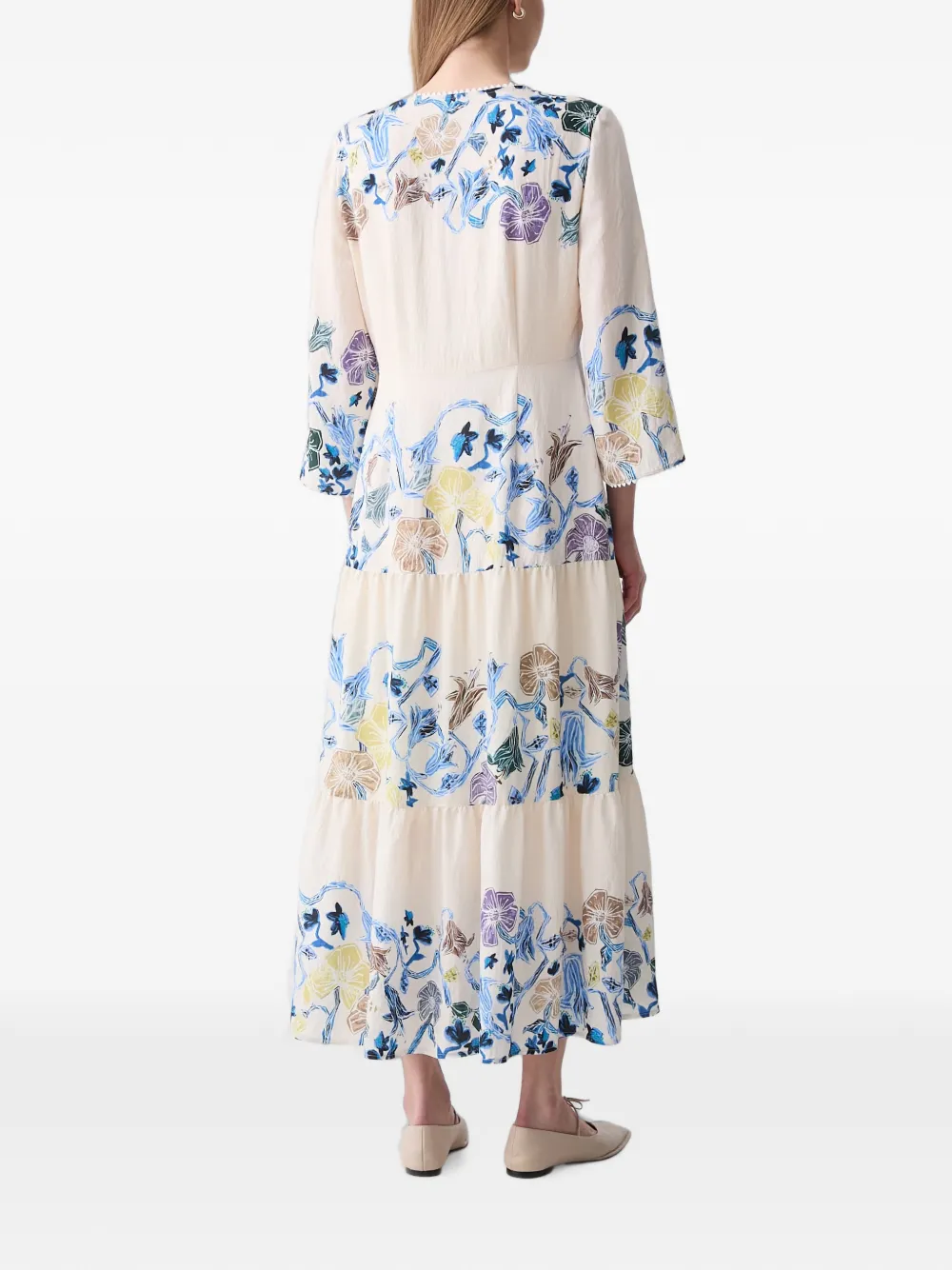 MUNTHE Maxi-jurk met bloemenprint Beige