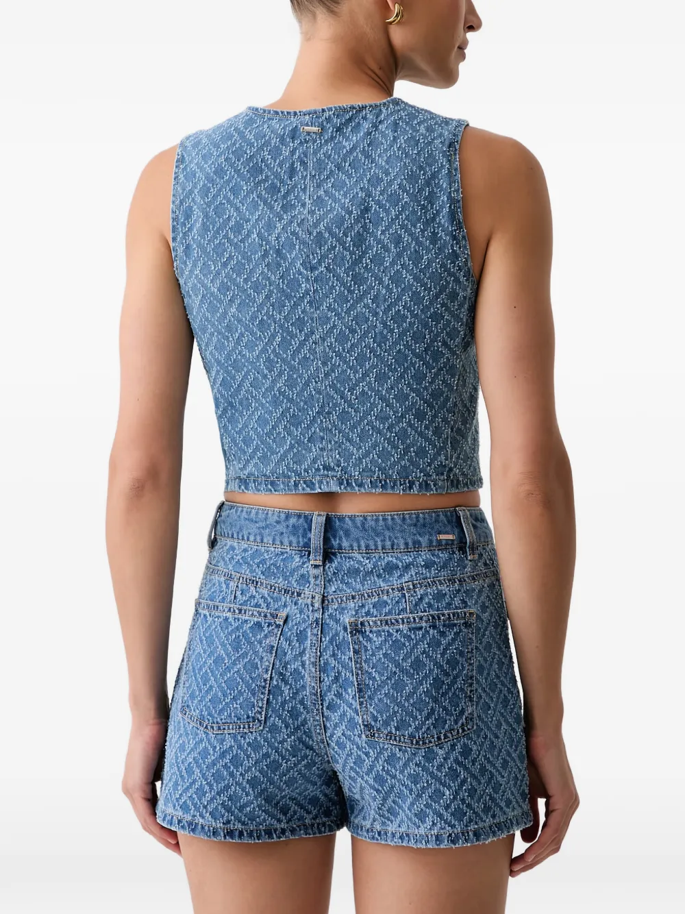Morgan Gilet met V-hals en jacquard Blauw