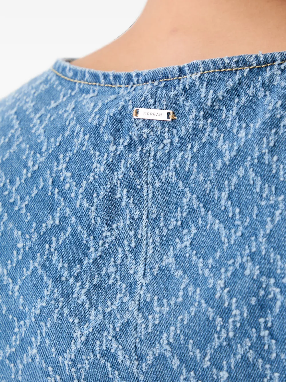 Morgan Gilet met V-hals en jacquard Blauw