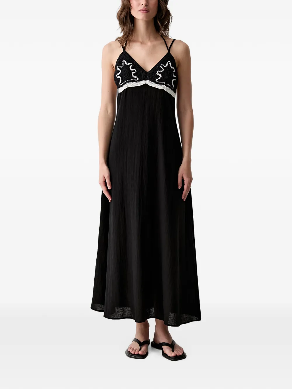 Pedro Del Hierro Crochet-knit Halterneck Beach Midi Dress In Black