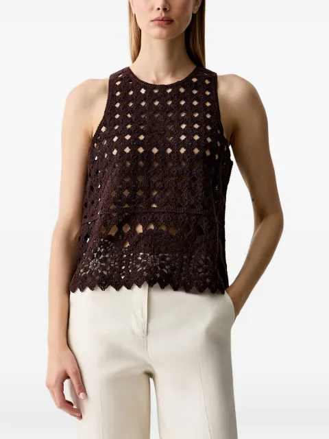 Sisley top tejido de crochet con bordes festoneados