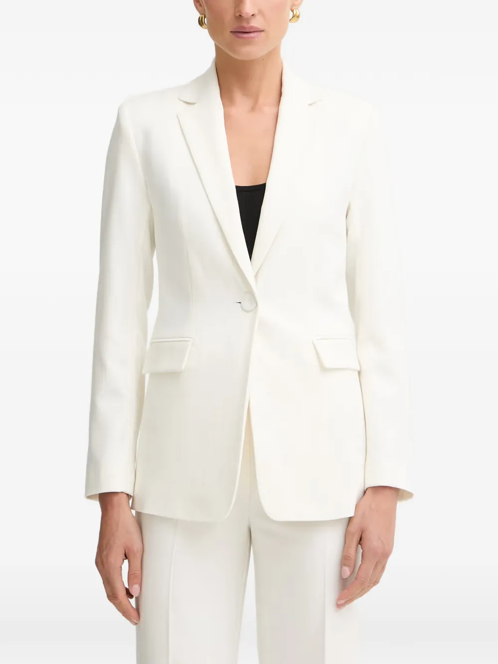 Morgan Vcurl.f Single-breasted Notched-lapels Blazer In White