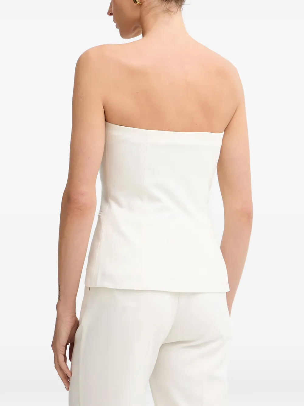 Morgan Strapless Button-up Blouse In White