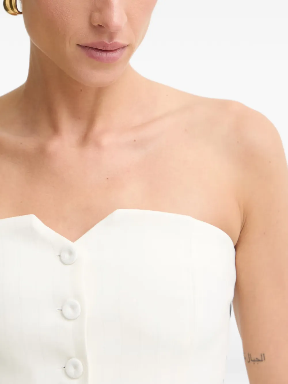 Morgan Strapless Button-up Blouse In White