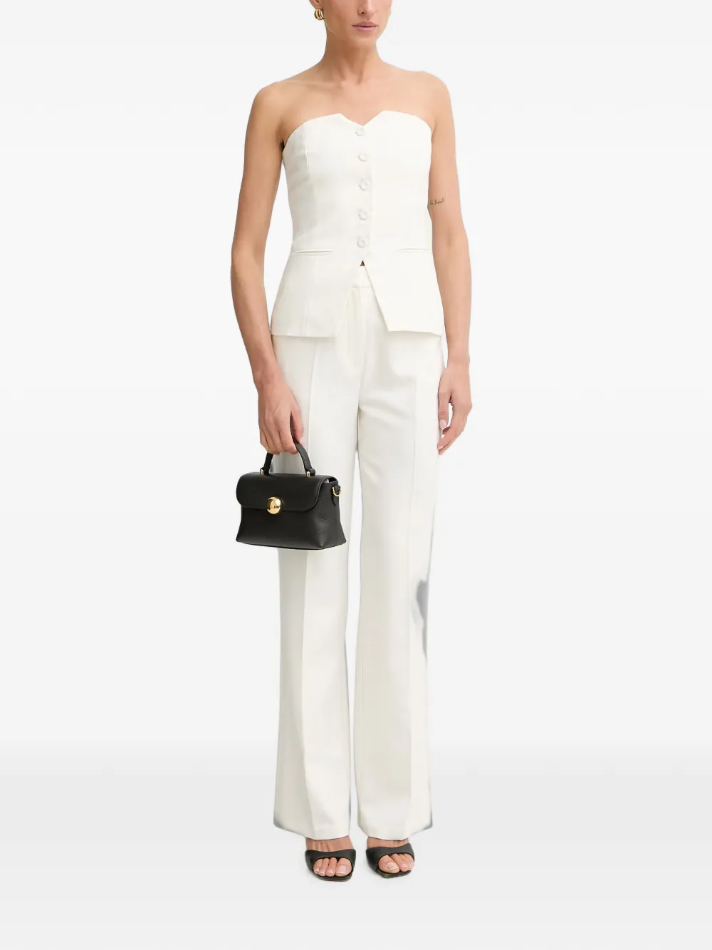 Morgan Strapless Button-up Blouse In White