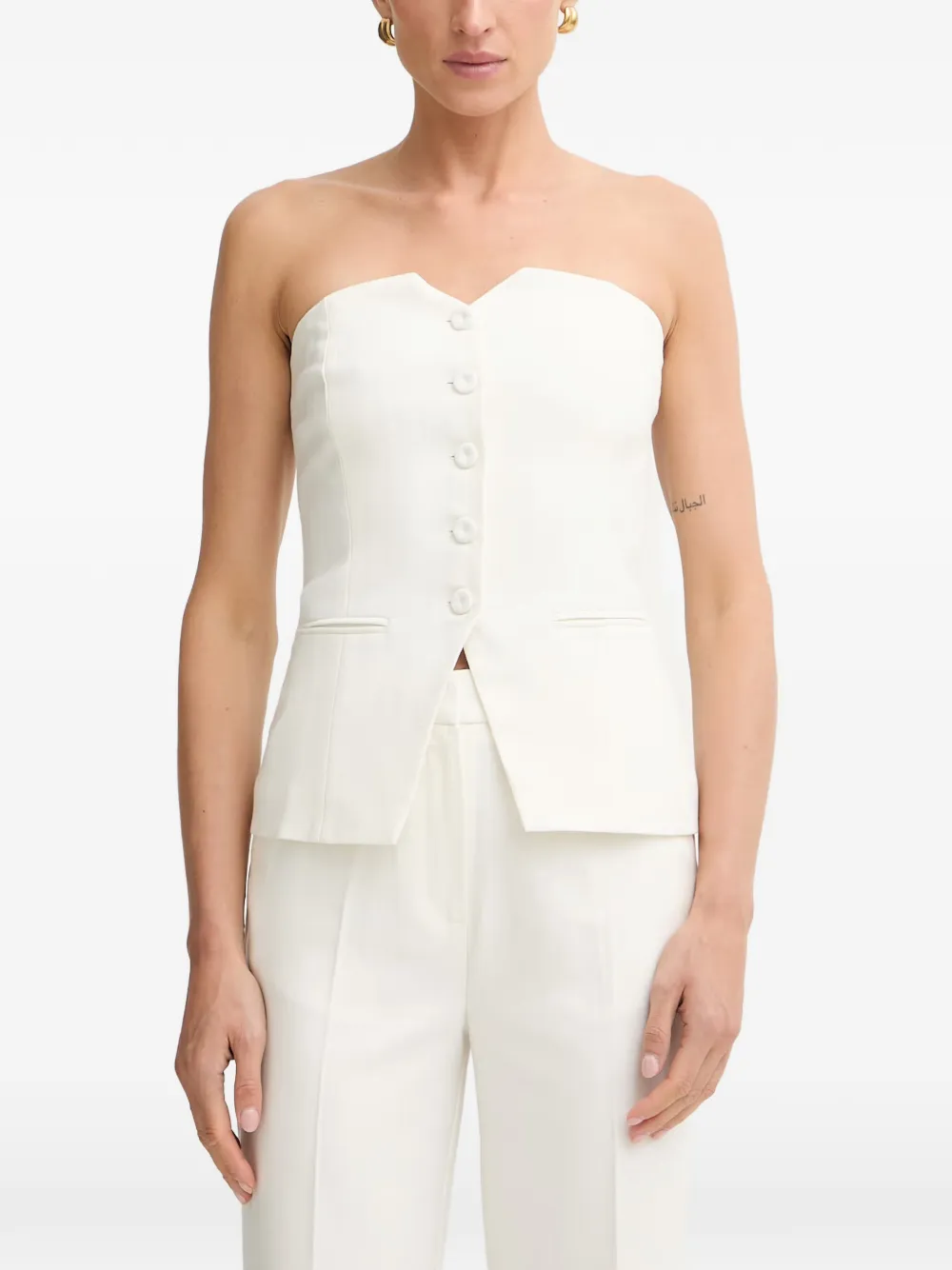 Morgan Strapless Button-up Blouse In White