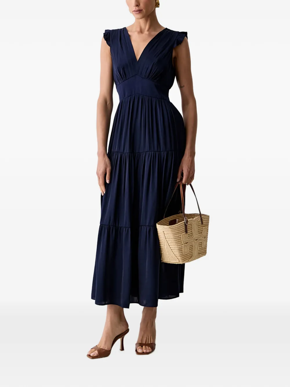Morgan Maxi-jurk met ruches Blauw
