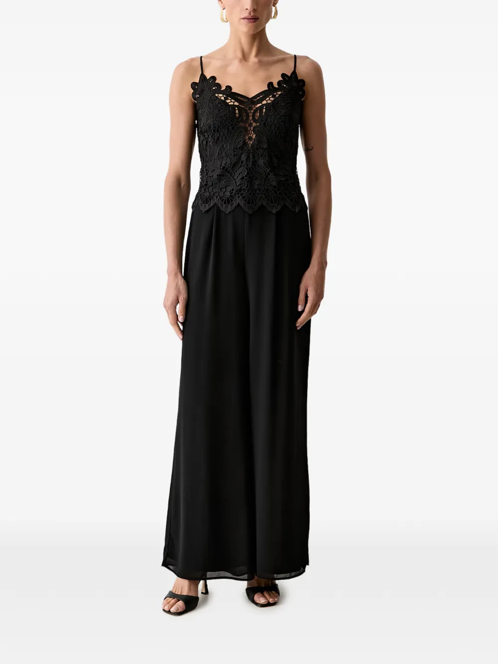 Morgan Jumpsuit met kanten vlakken Zwart