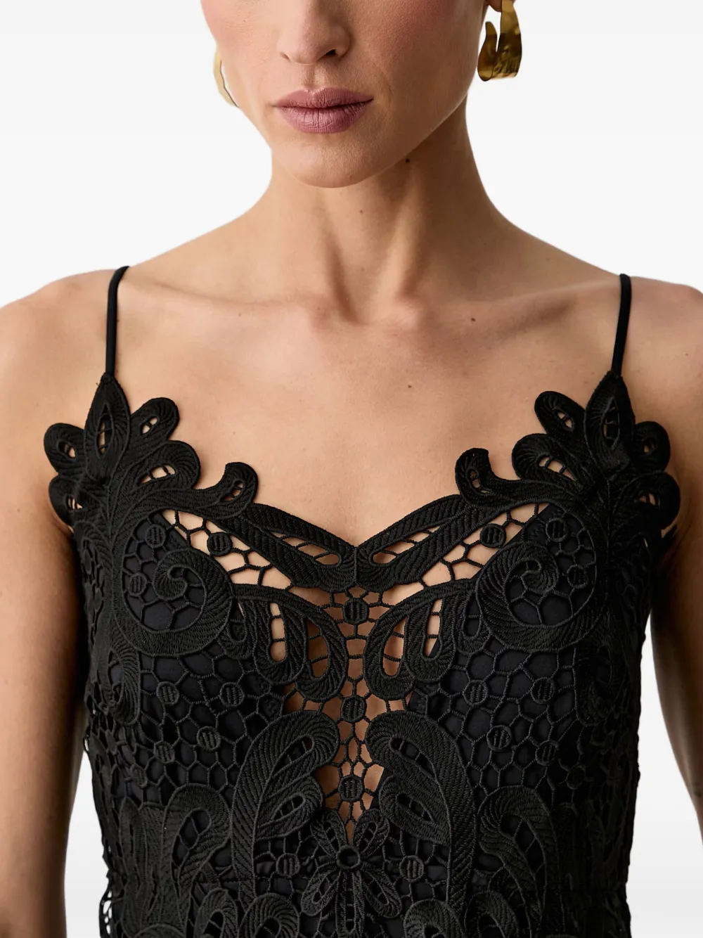 Morgan Jumpsuit met kanten vlakken Zwart