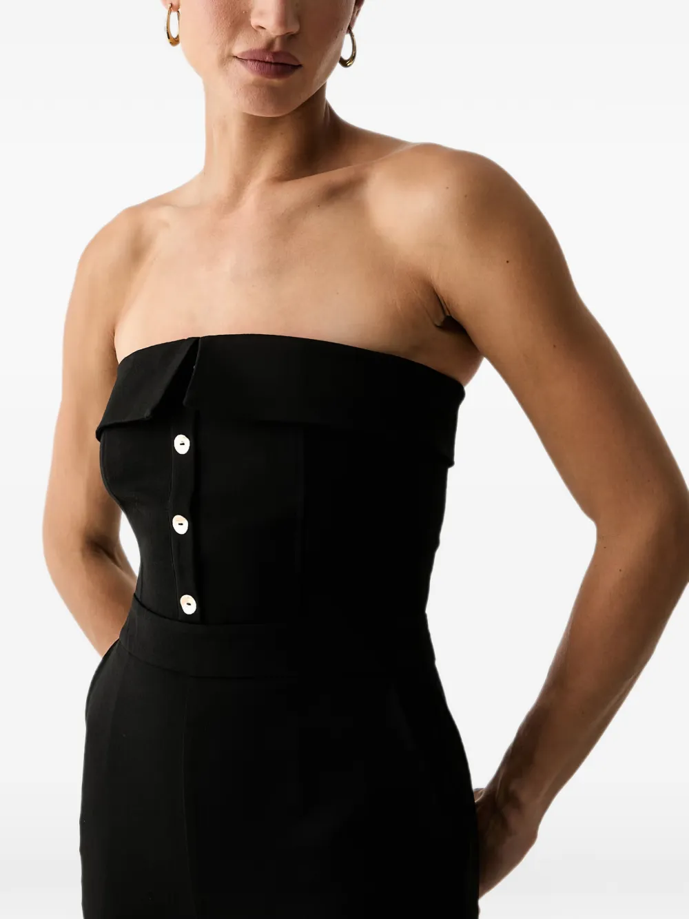 Morgan Pnoemi strapless jumpsuit met knopen Zwart