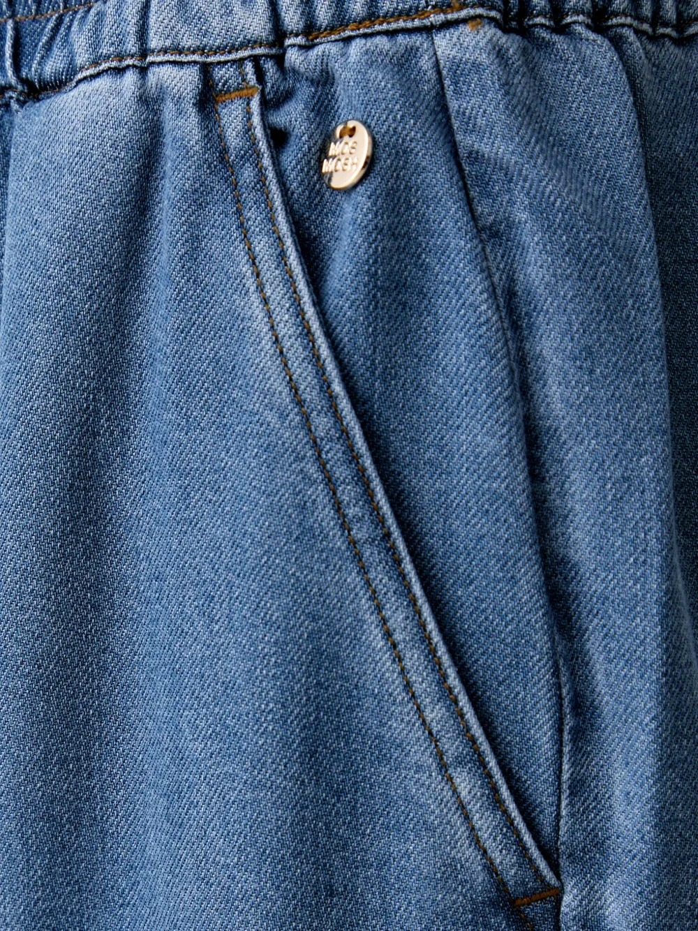 Mos Mosh Jeans met wijde pijpen en trekkoord Blauw
