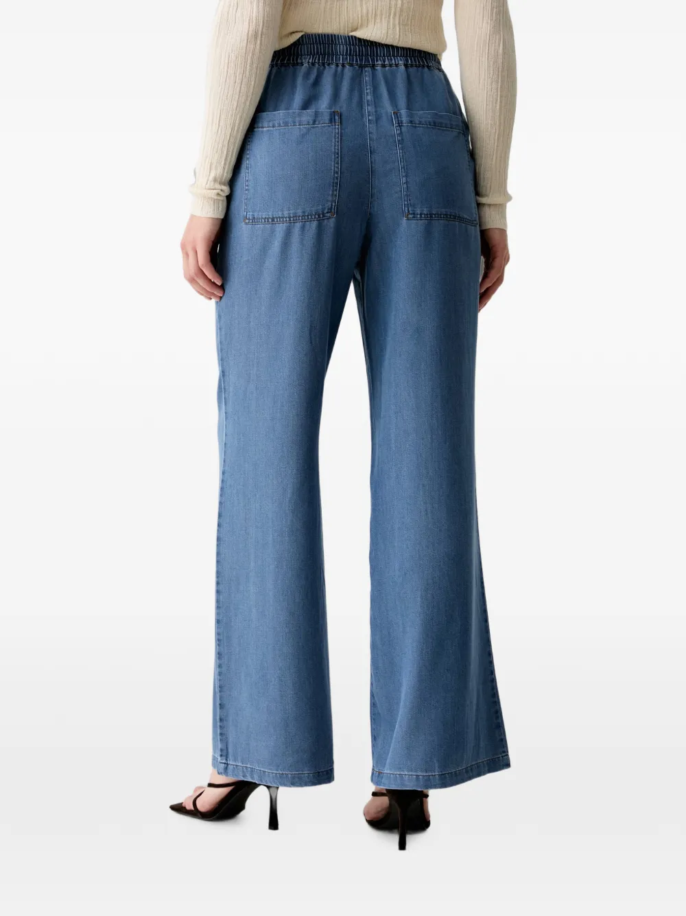 Mos Mosh Jeans met wijde pijpen en trekkoord Blauw