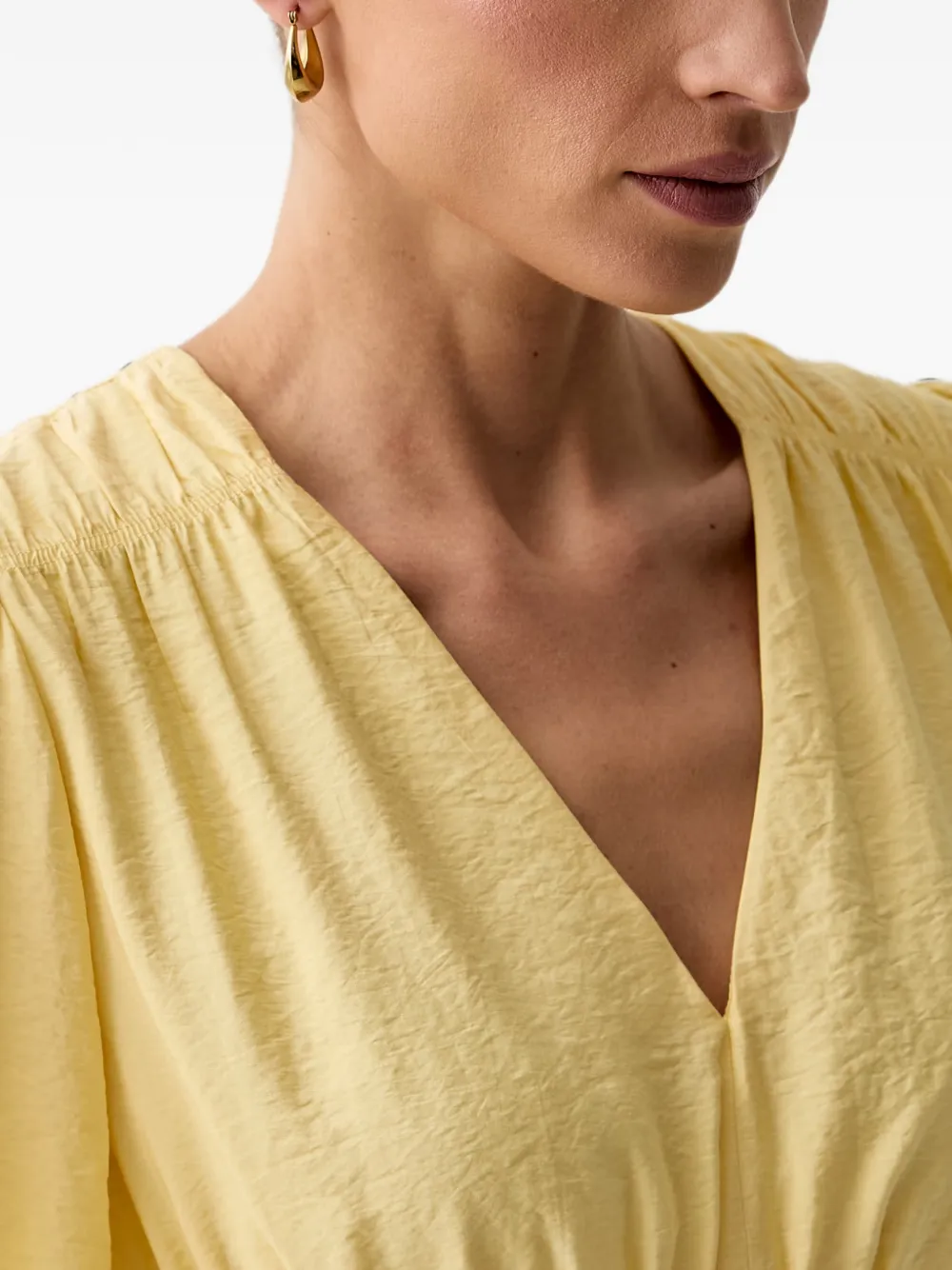 Morgan Midi-jurk met gesmockte taille Geel
