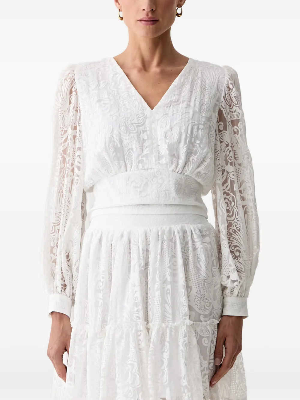 Morgan Floral-lace Blouse In White