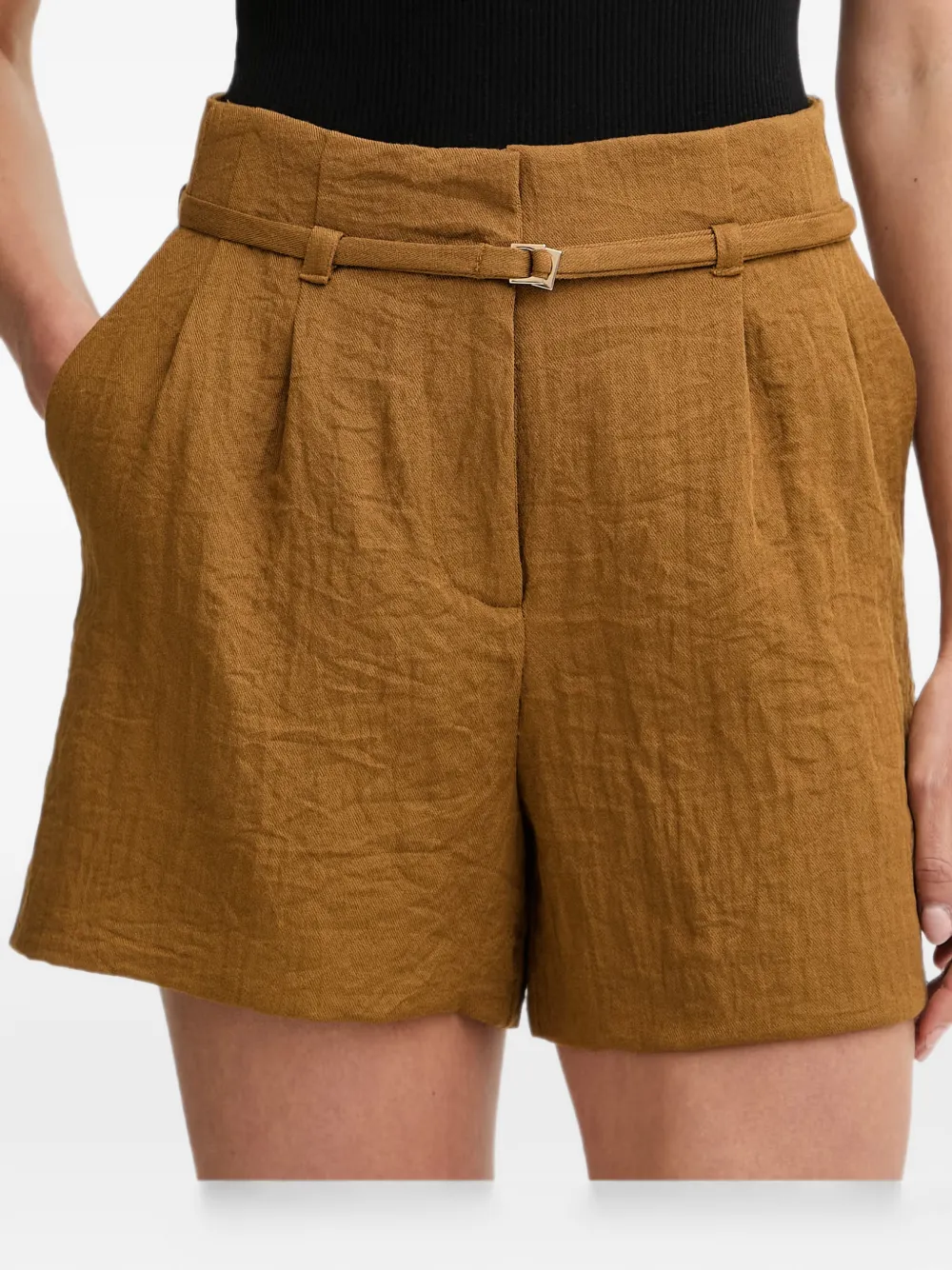 Morgan Belted Shorts In Brown