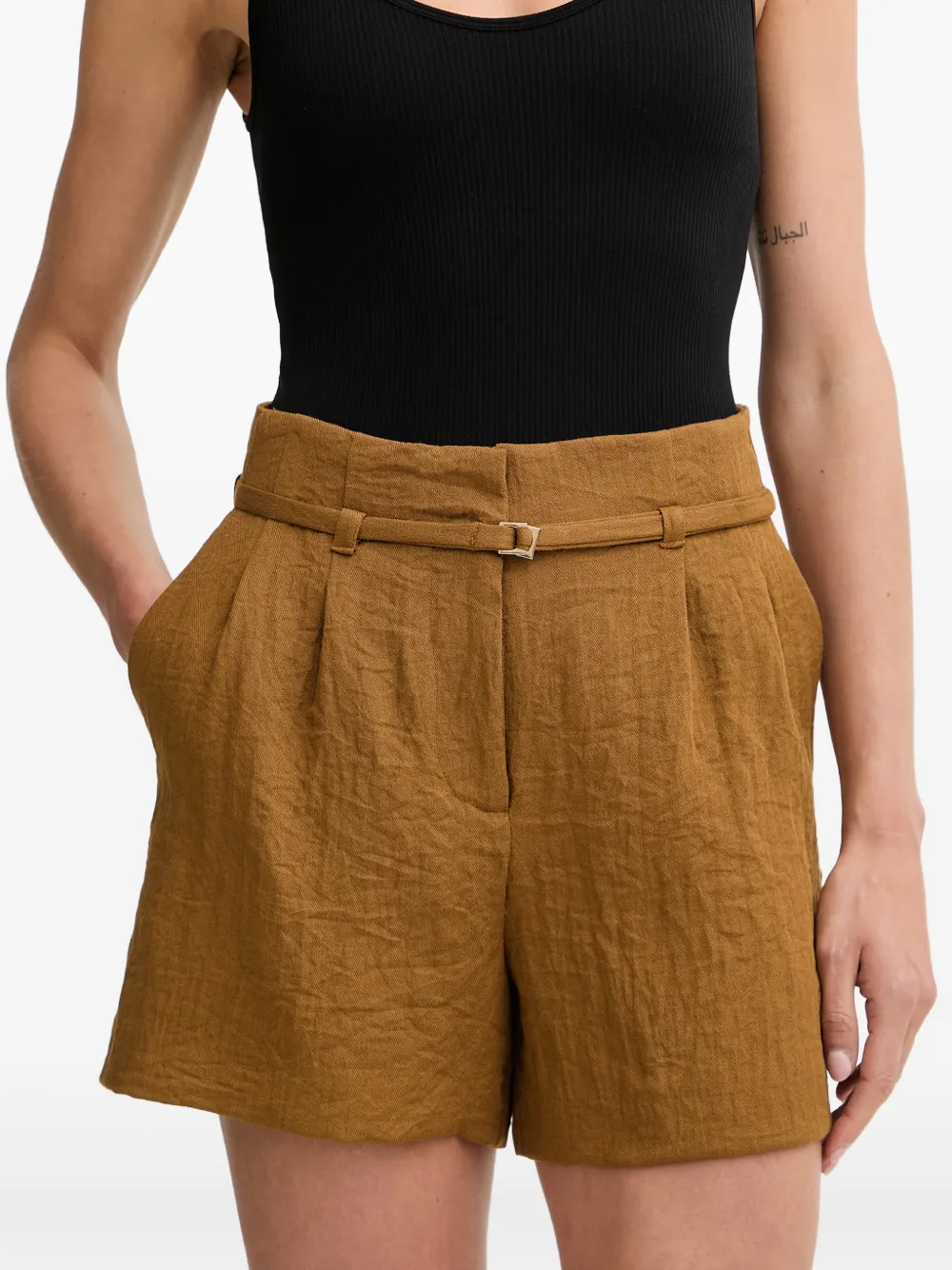 Morgan belted shorts - Marrone