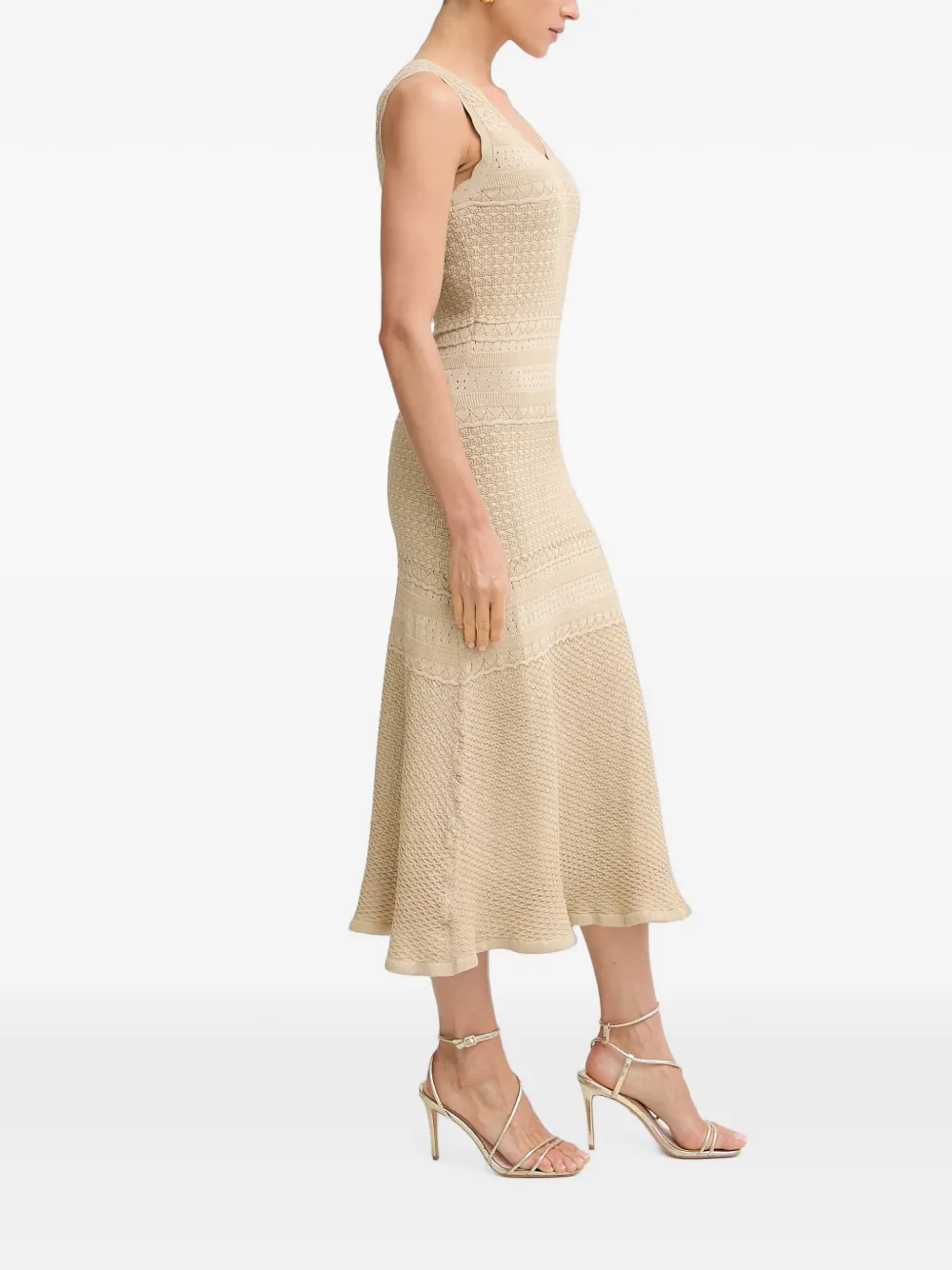Morgan RMILAN midi-jurk met gewelfde afwerking Beige