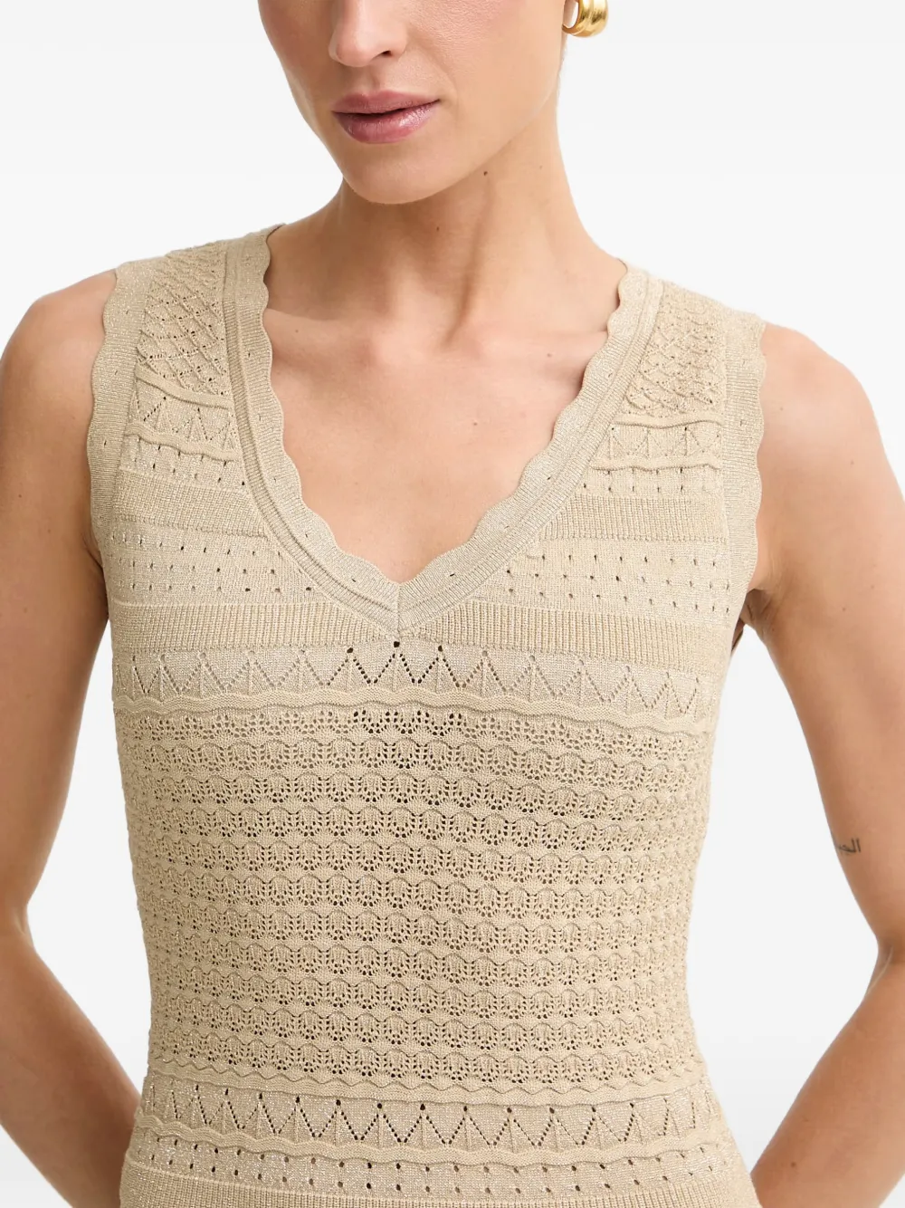Morgan RMILAN midi-jurk met gewelfde afwerking Beige