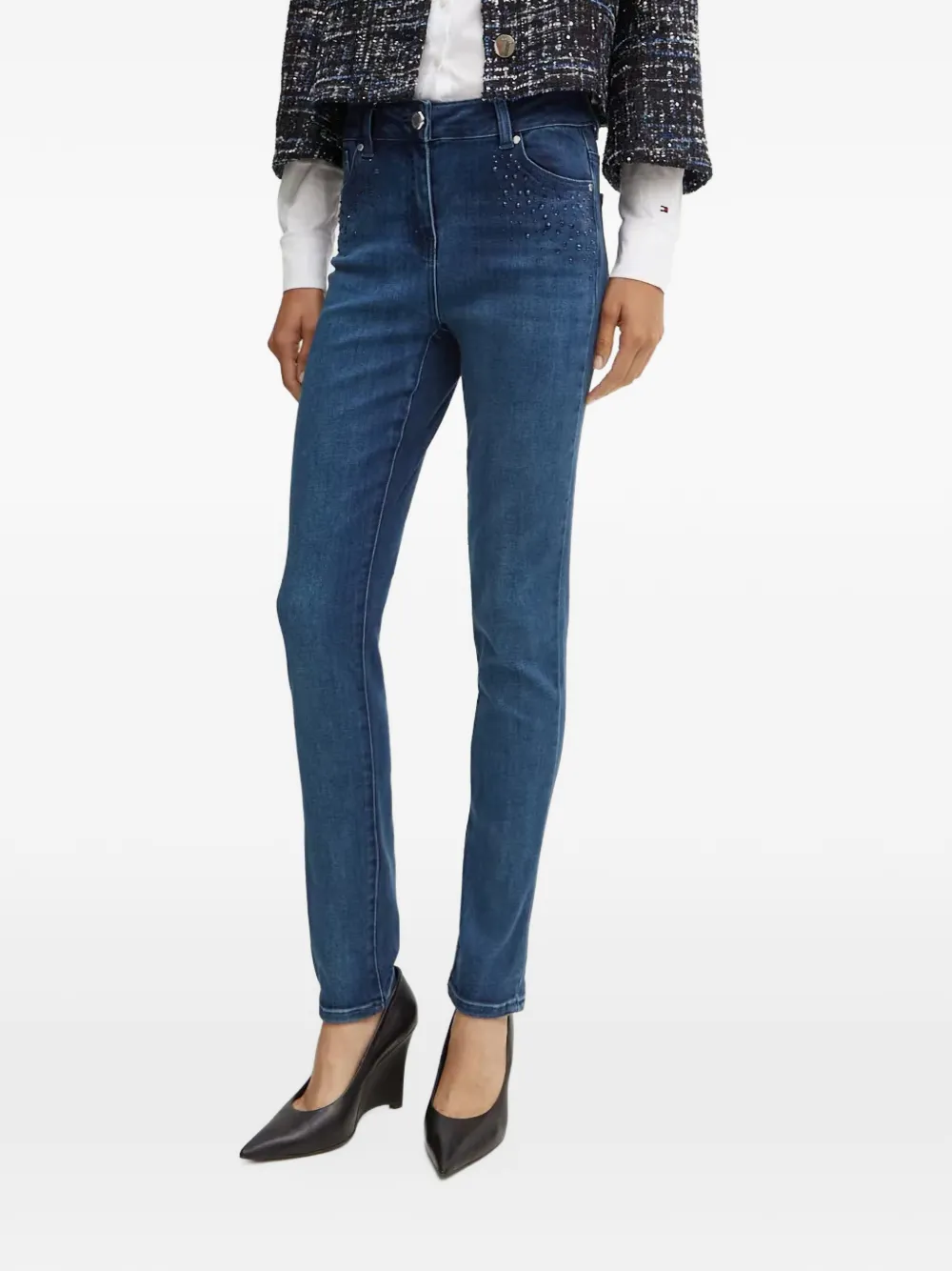 Morgan Pelo crystal-embellished skinny jeans - Blu