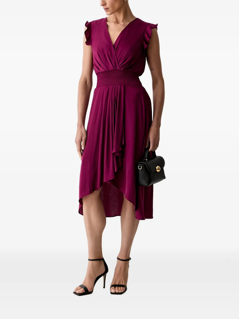 Morgan Asymmetrische jurk met ruches Rood