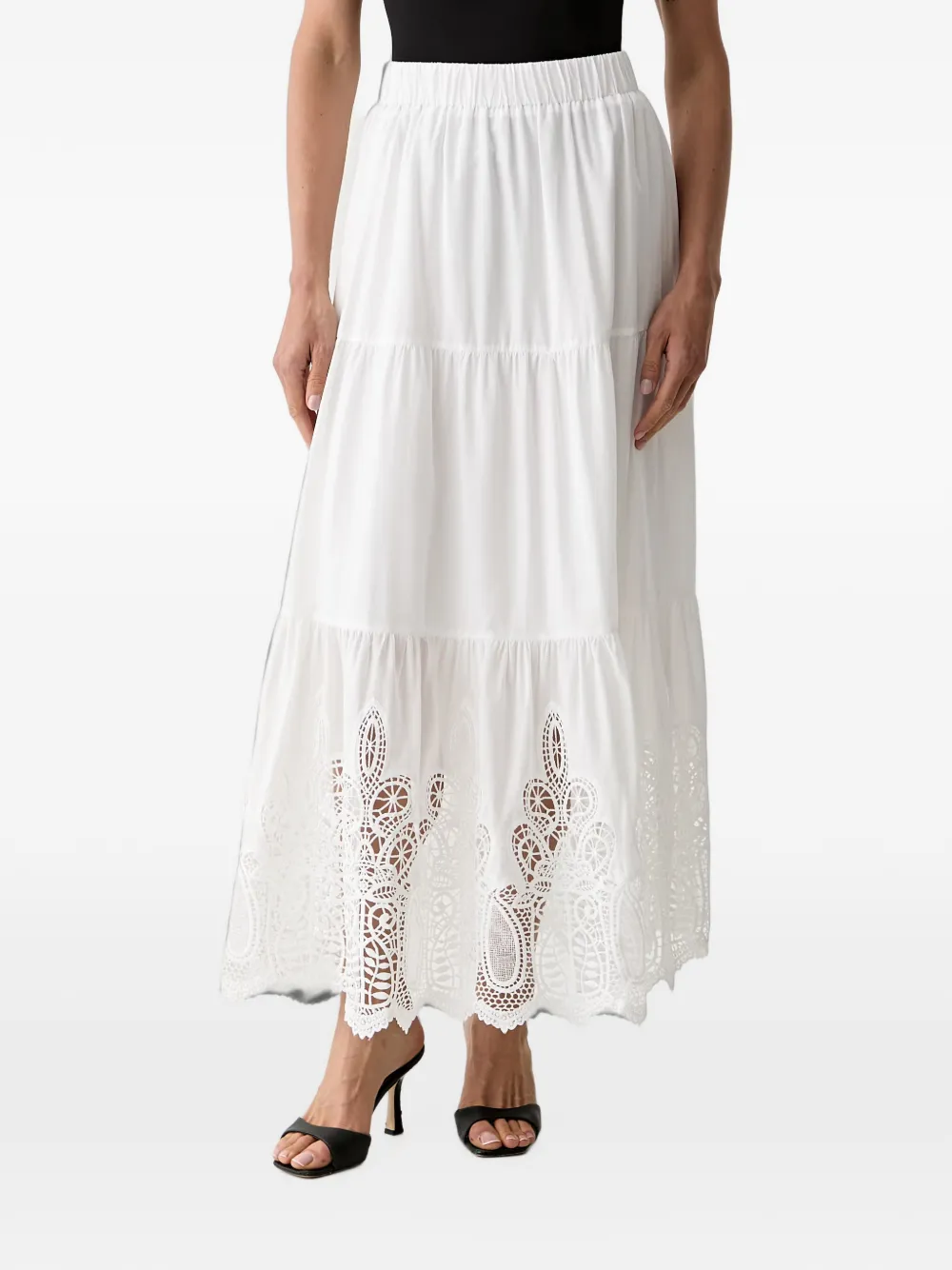 Morgan Broderie-anglaise Maxi Skirt In White