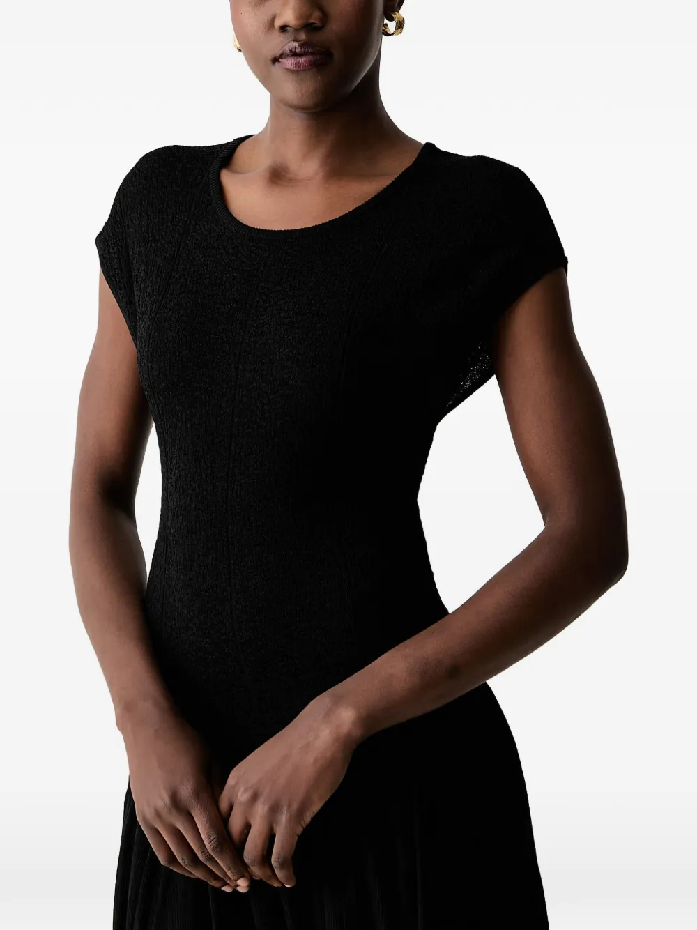 Sisley Flared maxi-jurk met gekreukt effect Zwart