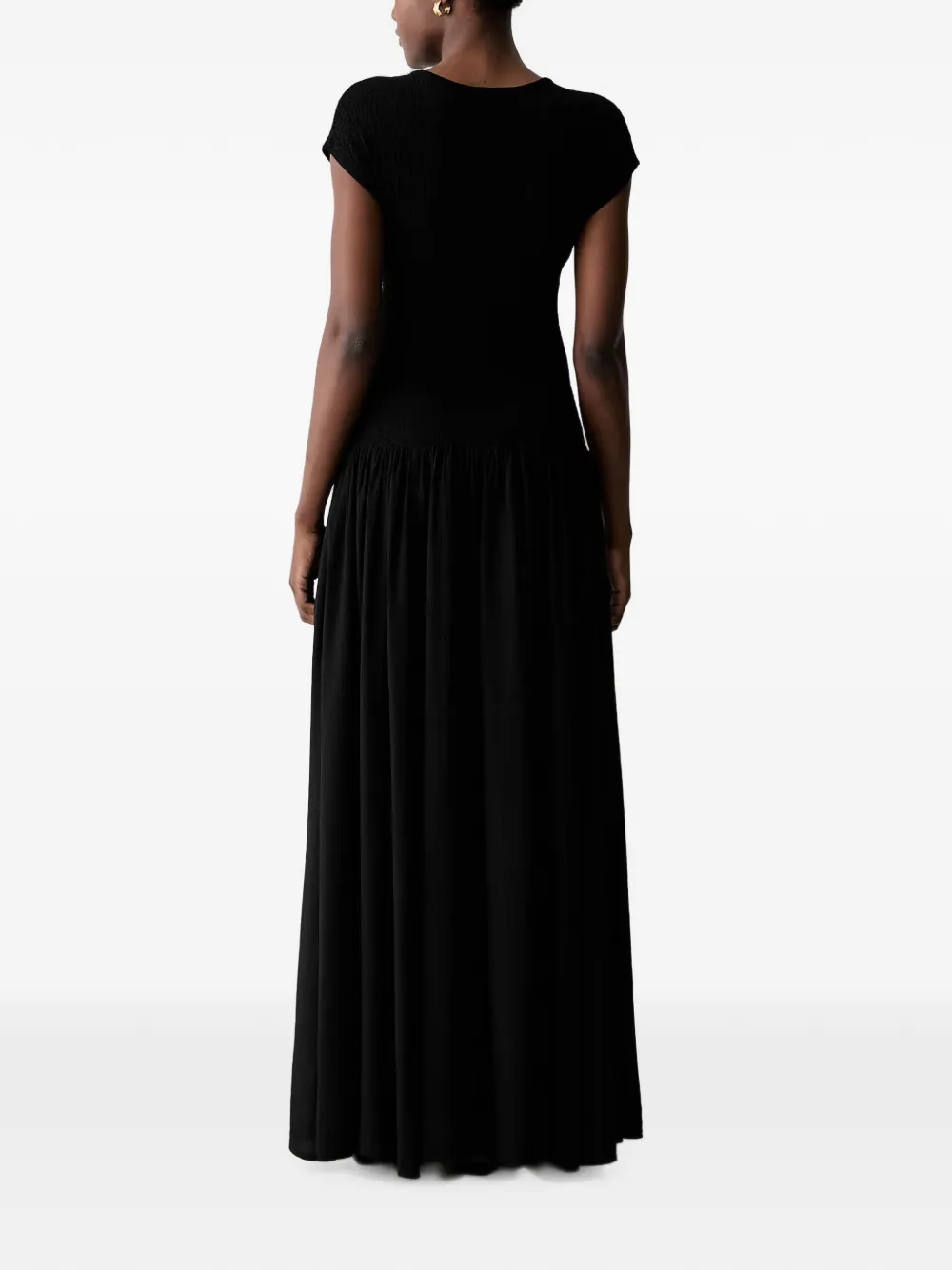 Sisley Flared maxi-jurk met gekreukt effect Zwart