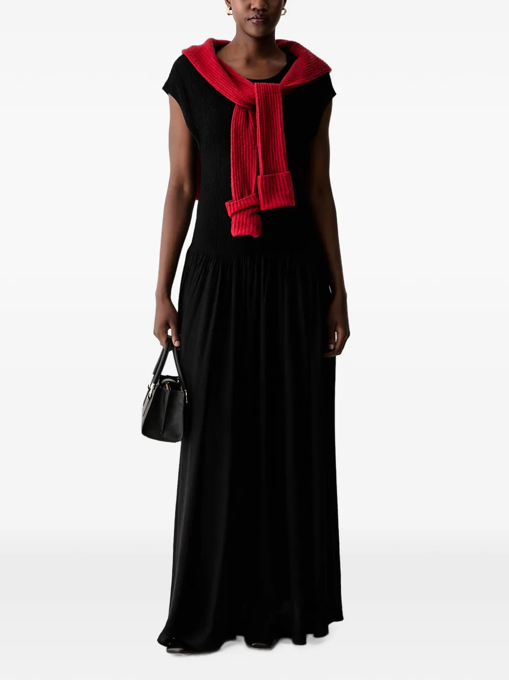 Sisley crinkled flared maxi dress · XS