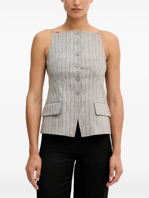 Sisley top sin mangas con botones y estampado de rayas diplomáticas