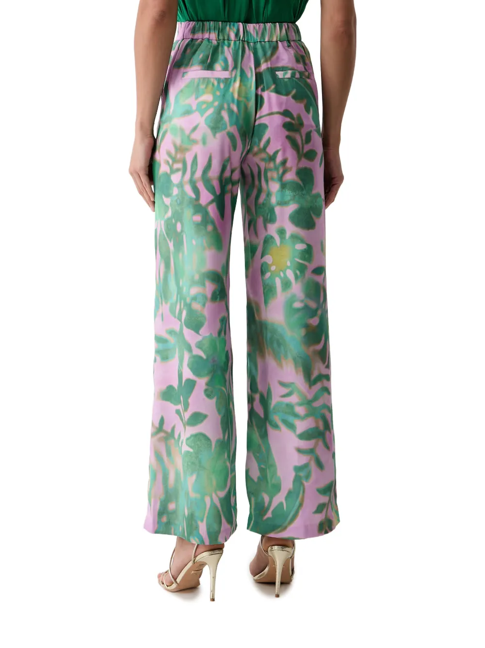 Morgan Broek met bloemenprint Groen